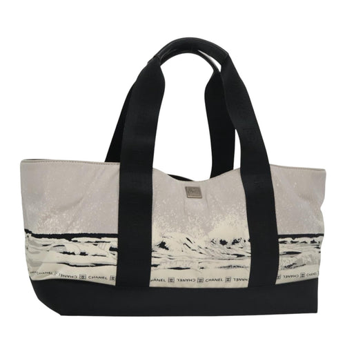 CHANEL Chanel sports Tote Bag Nylon White Black CC 104702