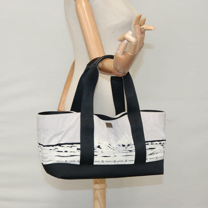 CHANEL Chanel sports Tote Bag Nylon White Black CC 104702
