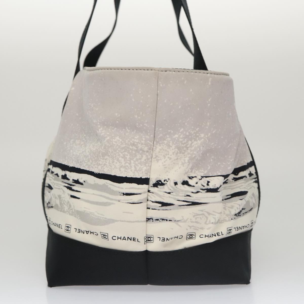 CHANEL Chanel sports Tote Bag Nylon White Black CC 104702