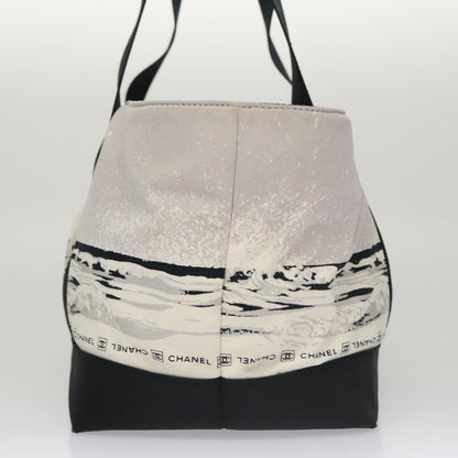 CHANEL Chanel sports Tote Bag Nylon White Black CC 104702
