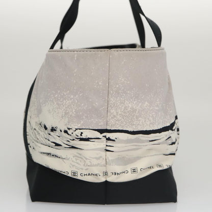 CHANEL Chanel sports Tote Bag Nylon White Black CC 104702