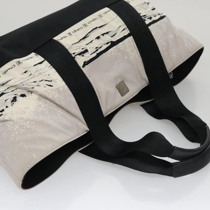 CHANEL Chanel sports Tote Bag Nylon White Black CC 104702