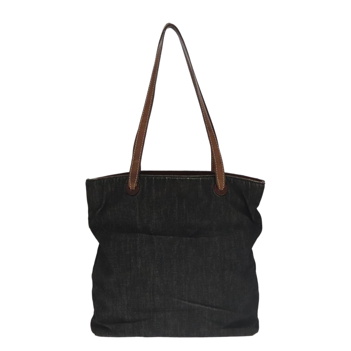 CHANEL COCO Mark Tote Bag Denim Black Brown Gold CC 104765
