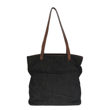 CHANEL COCO Mark Tote Bag Denim Black Brown Gold CC 104765