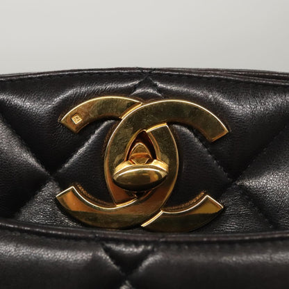 CHANEL Matelasse Tote Bag Lamb Skin Black CC 104982