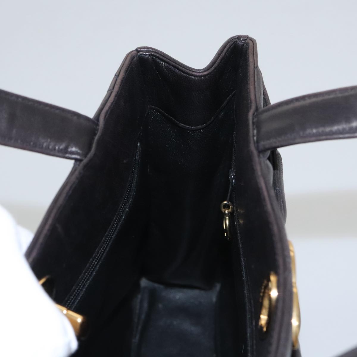 CHANEL Matelasse Tote Bag Lamb Skin Black CC 104982