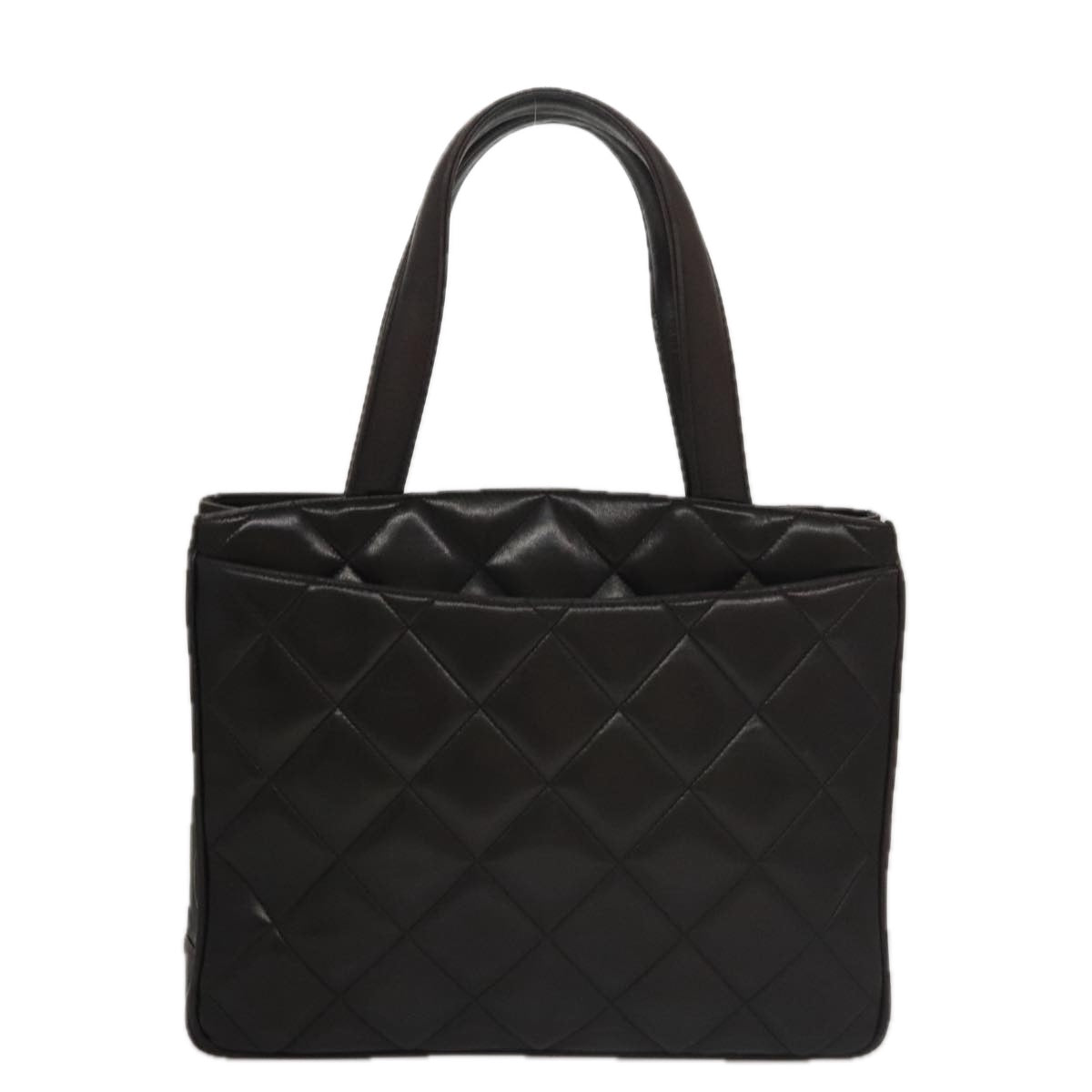 CHANEL Matelasse Tote Bag Lamb Skin Black CC 104982