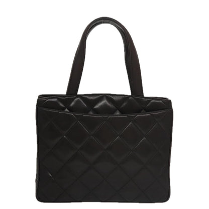 CHANEL Matelasse Tote Bag Lamb Skin Black CC 104982