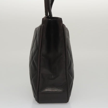 CHANEL Matelasse Tote Bag Lamb Skin Black CC 104982