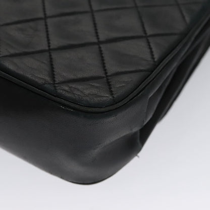 CHANEL Chain Matelasse Shoulder Bag Lamb Skin Navy CC 104986