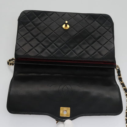 CHANEL Chain Matelasse Shoulder Bag Lamb Skin Navy CC 104986