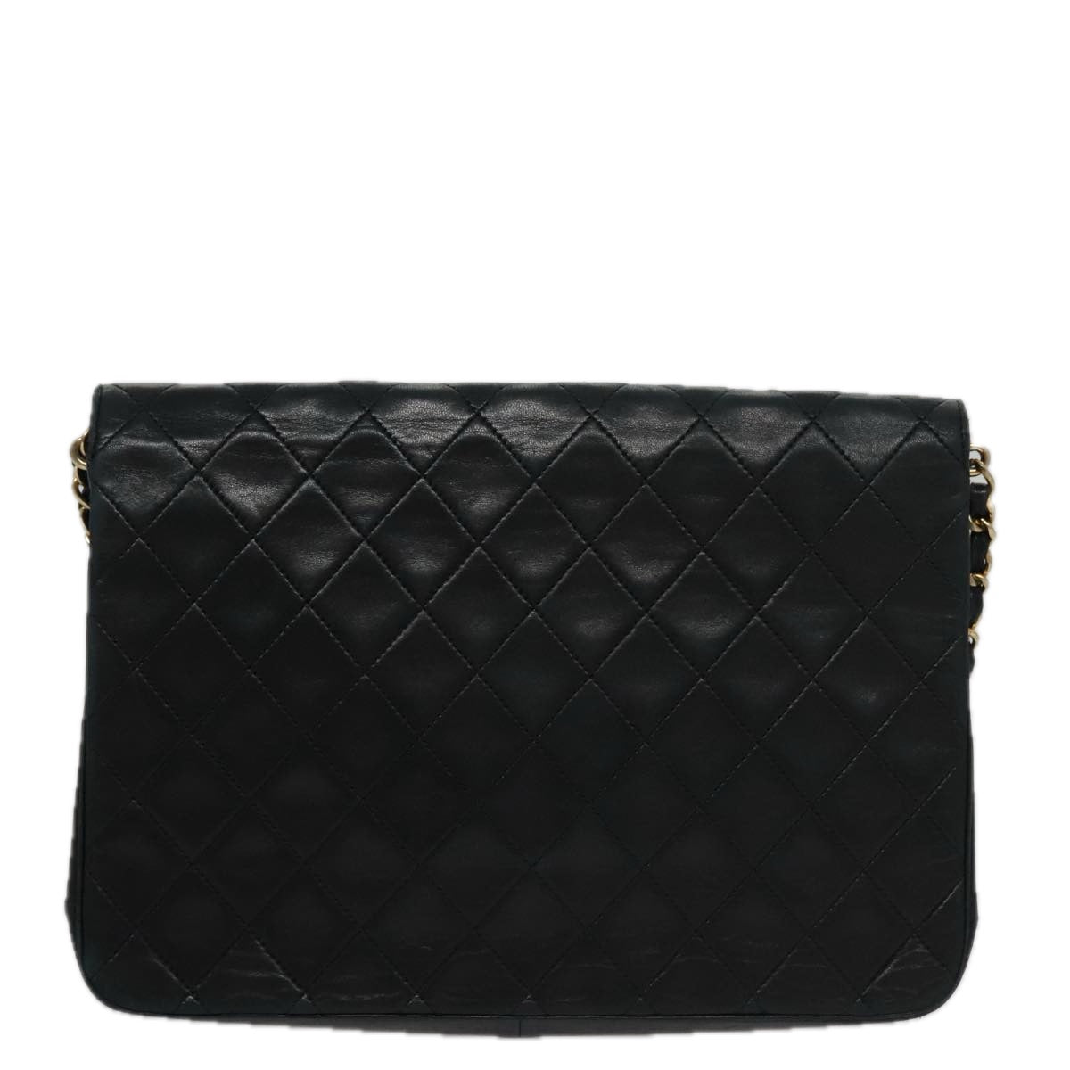 CHANEL Chain Matelasse Shoulder Bag Lamb Skin Navy CC 104986