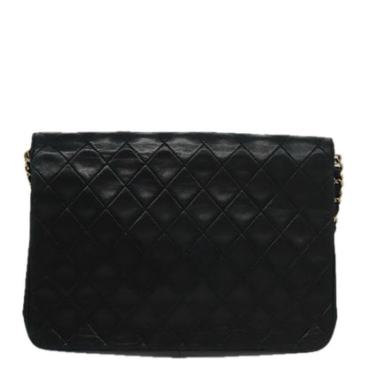 CHANEL Chain Matelasse Shoulder Bag Lamb Skin Navy CC 104986