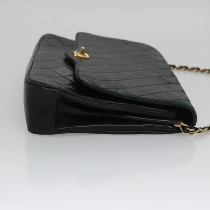 CHANEL Chain Matelasse Shoulder Bag Lamb Skin Navy CC 104986