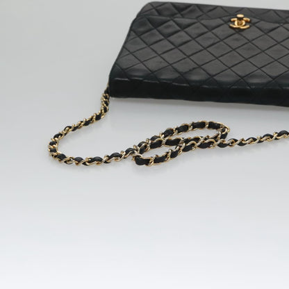 CHANEL Chain Matelasse Shoulder Bag Lamb Skin Navy CC 104986