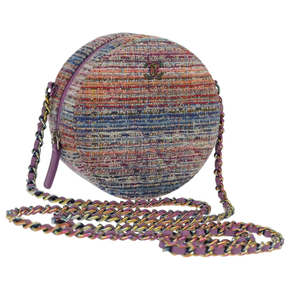 CHANEL Chain Shoulder Bag Tweed Rainbow CC 105332S