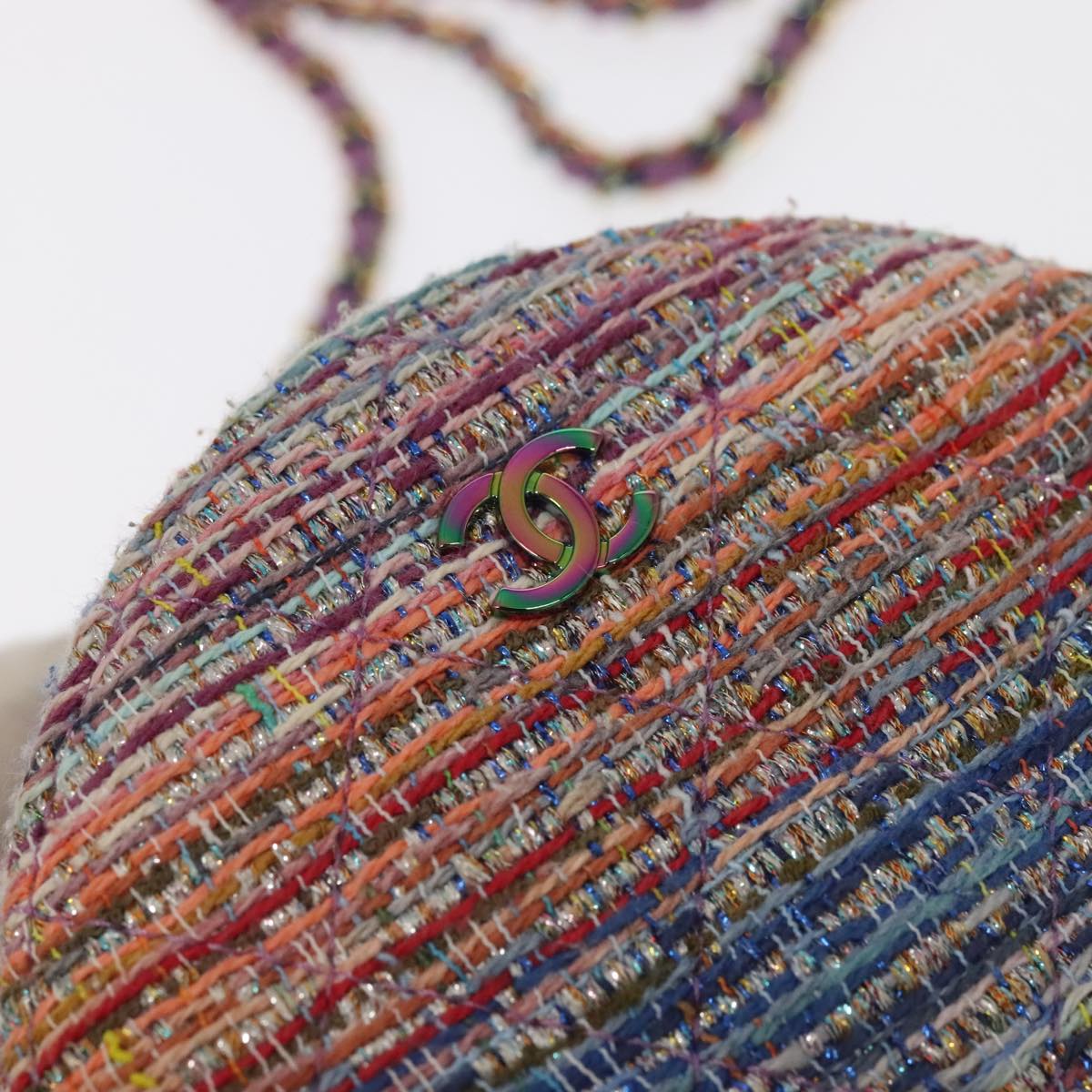 CHANEL Chain Shoulder Bag Tweed Rainbow CC 105332S