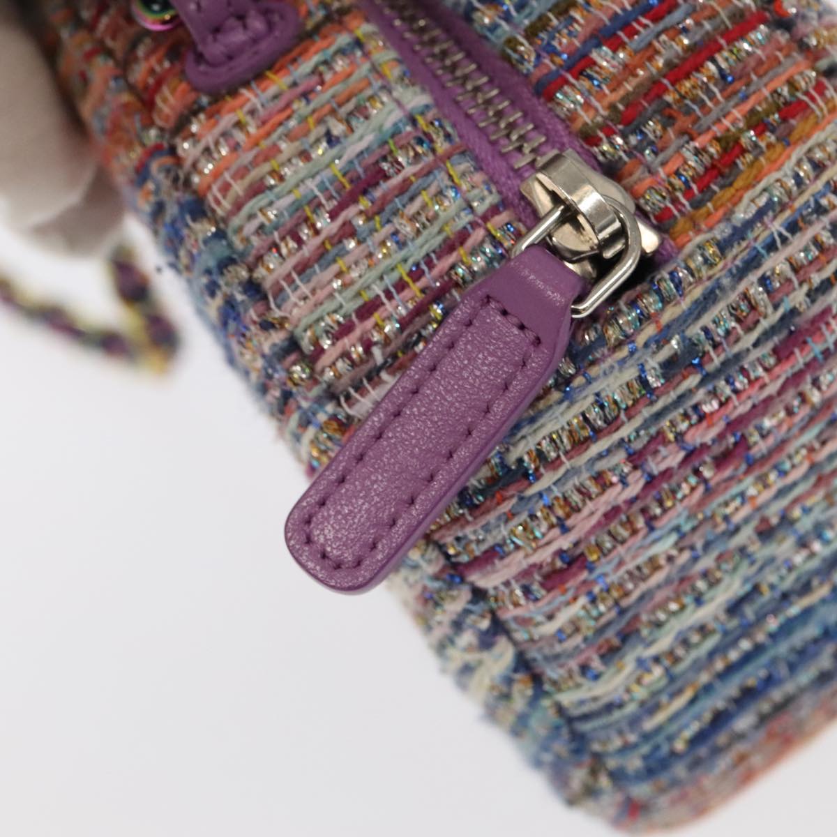 CHANEL Chain Shoulder Bag Tweed Rainbow CC 105332S