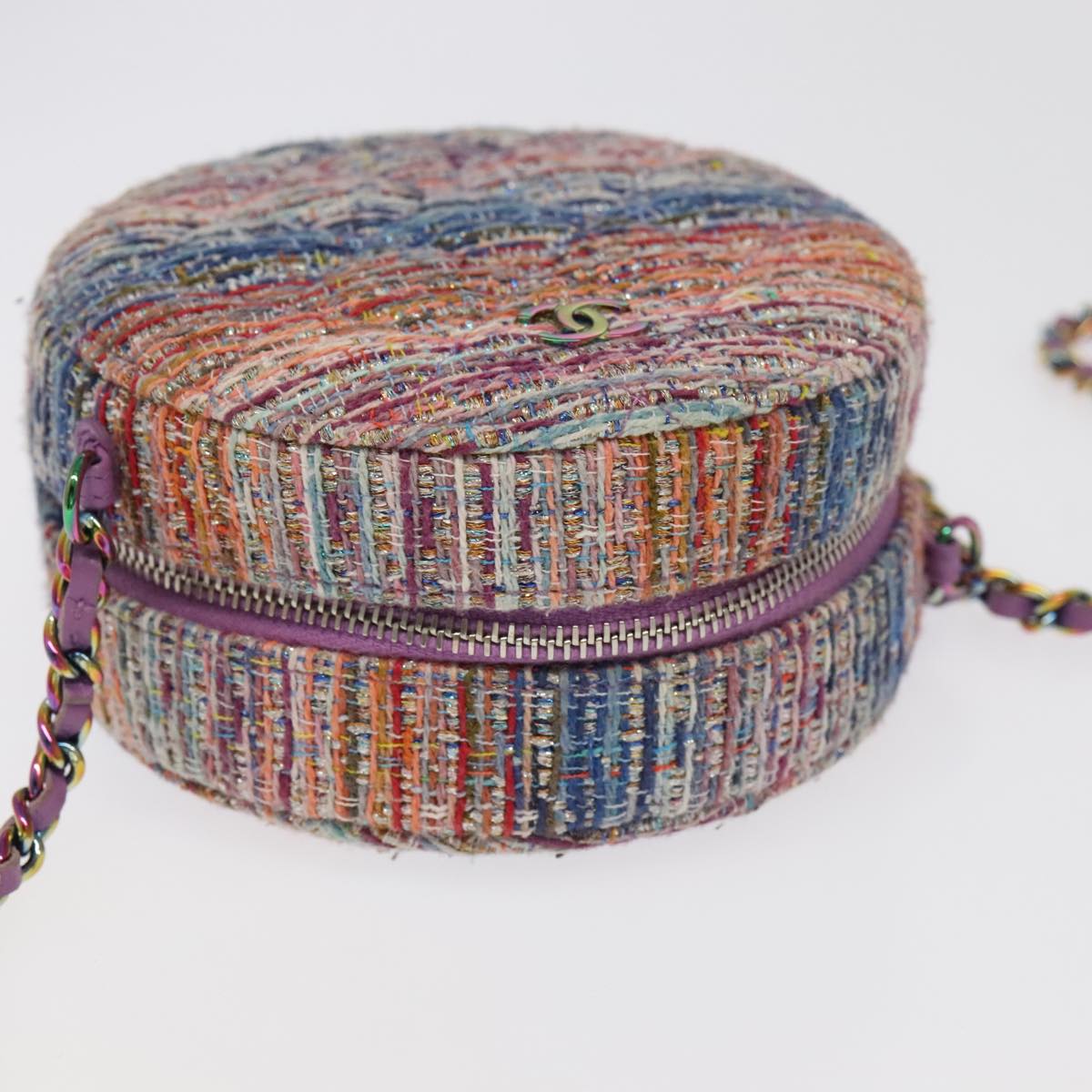CHANEL Chain Shoulder Bag Tweed Rainbow CC 105332S