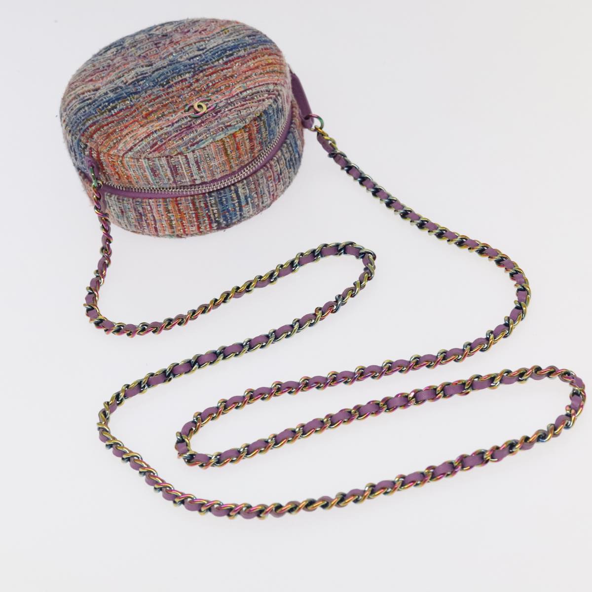 CHANEL Chain Shoulder Bag Tweed Rainbow CC 105332S
