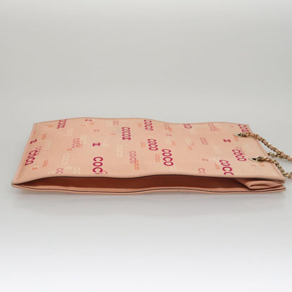 CHANEL Chain COCO Tote Bag Canvas Pink Gold CC 105536
