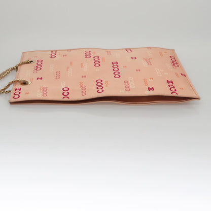 CHANEL Chain COCO Tote Bag Canvas Pink Gold CC 105536