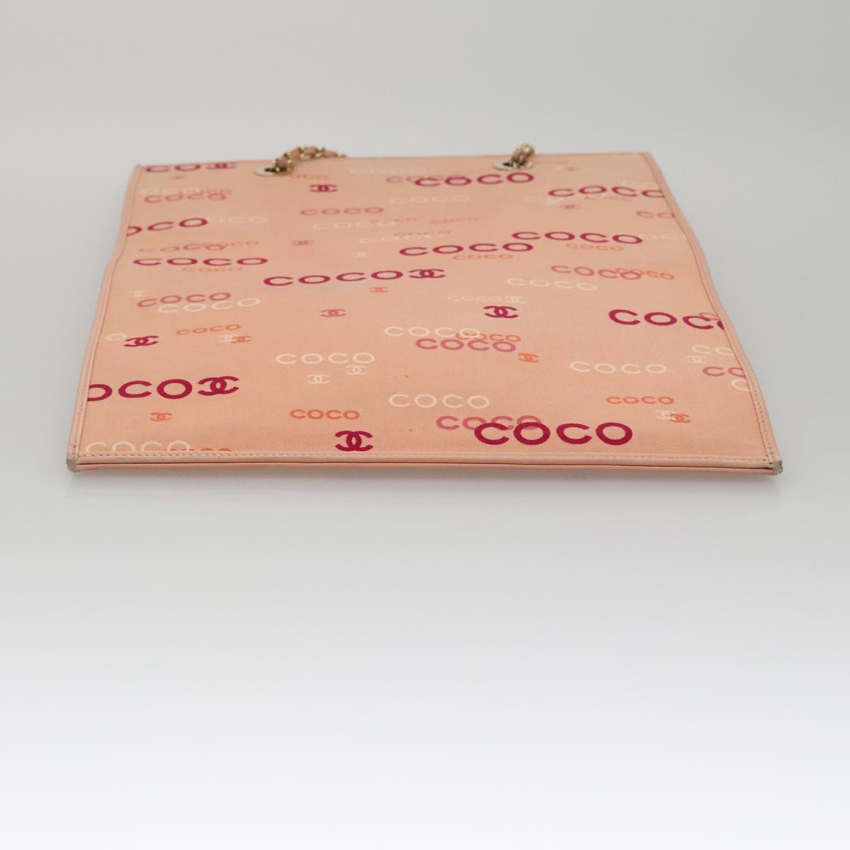 CHANEL Chain COCO Tote Bag Canvas Pink Gold CC 105536