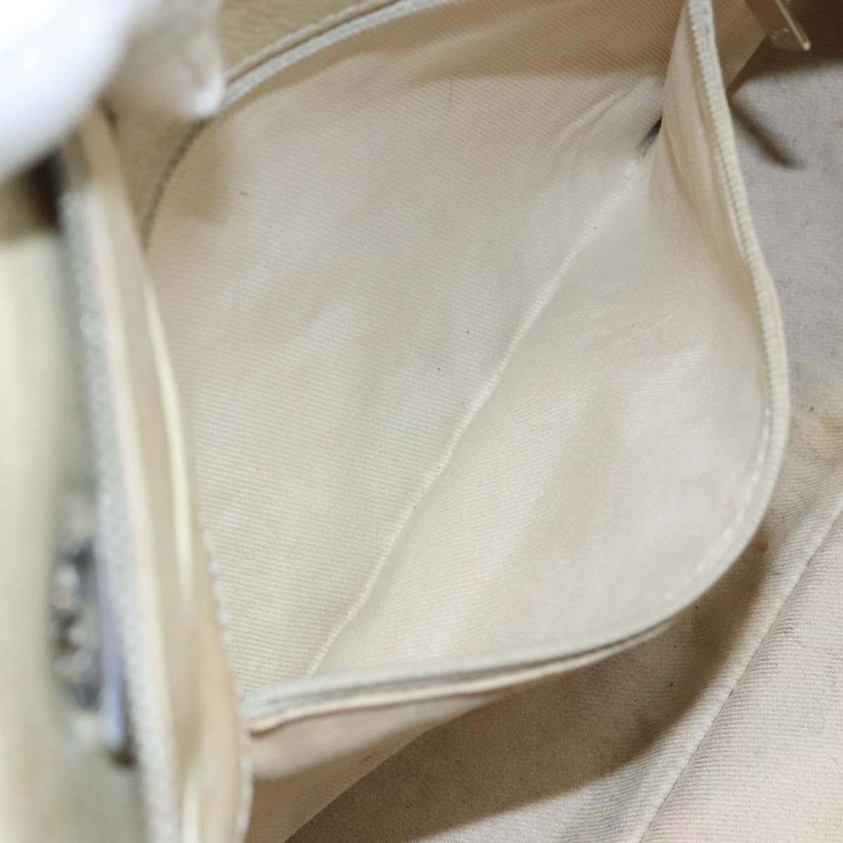 CHANEL Matelasse Chain Tote Bag Caviar Skin Ivory Silver CC 105696