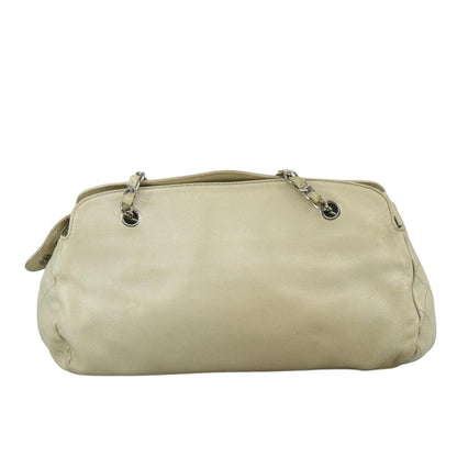 CHANEL Matelasse Chain Tote Bag Caviar Skin Ivory Silver CC 105696