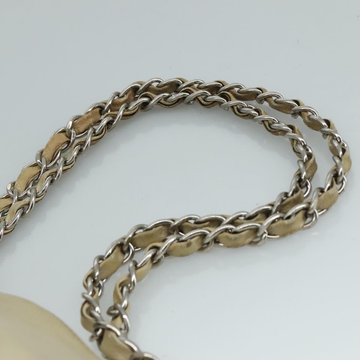 CHANEL Matelasse Chain Tote Bag Caviar Skin Ivory Silver CC 105696