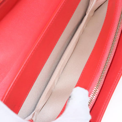 CHANEL Chain Second Bag Patent Leather Red Silver CC 105697