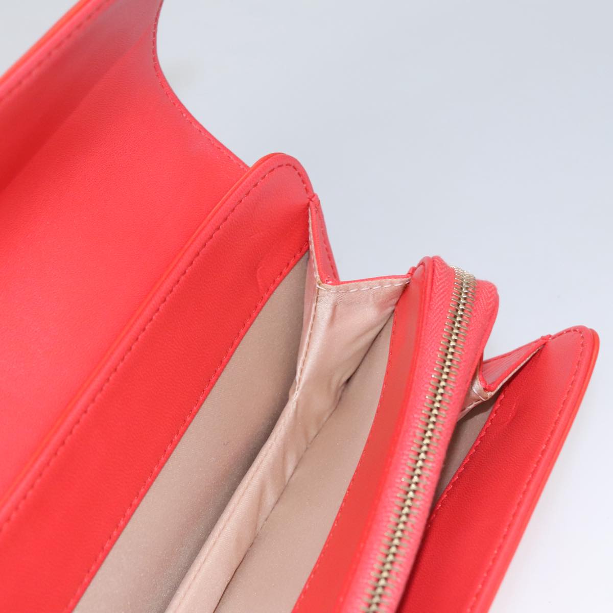 CHANEL Chain Second Bag Patent Leather Red Silver CC 105697