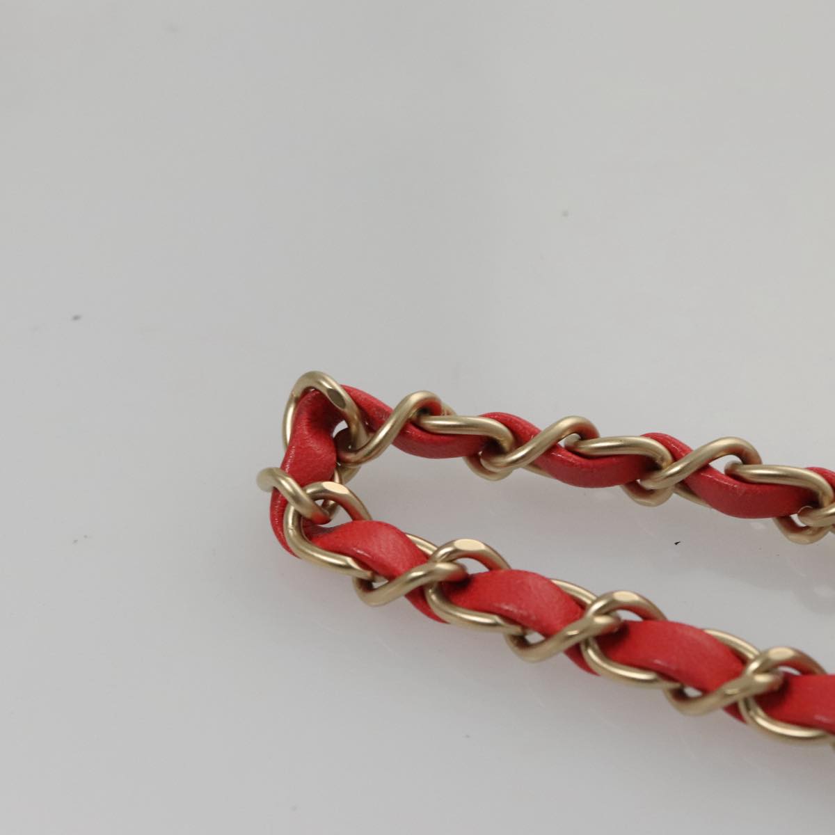 CHANEL Chain Second Bag Patent Leather Red Silver CC 105697
