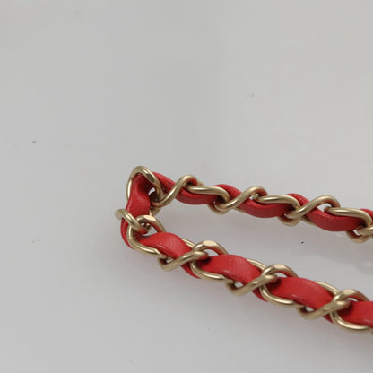 CHANEL Chain Second Bag Patent Leather Red Silver CC 105697