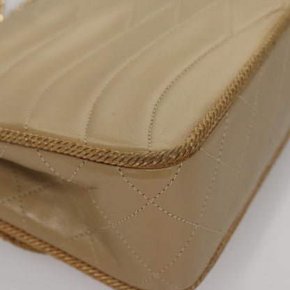 CHANEL Matelasse Chain Shoulder Bag Lamb Skin Beige Gold CC 105701