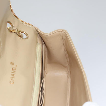 CHANEL Matelasse Chain Shoulder Bag Lamb Skin Beige Gold CC 105701