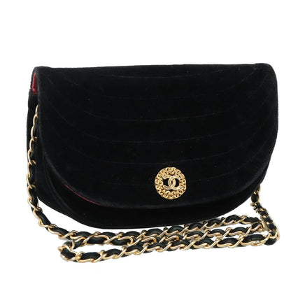 CHANEL Chain Shoulder Bag Suede Black CC 105831