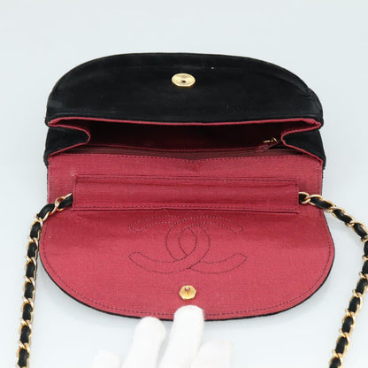 CHANEL Chain Shoulder Bag Suede Black CC 105831