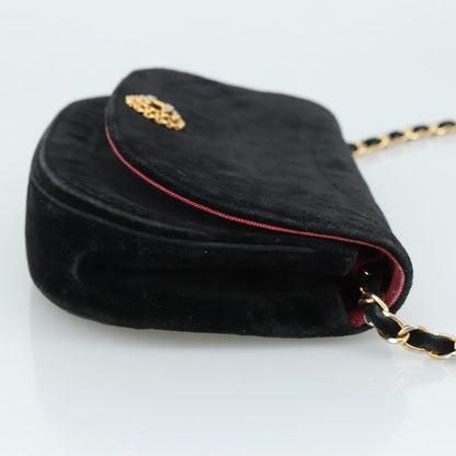CHANEL Chain Shoulder Bag Suede Black CC 105831