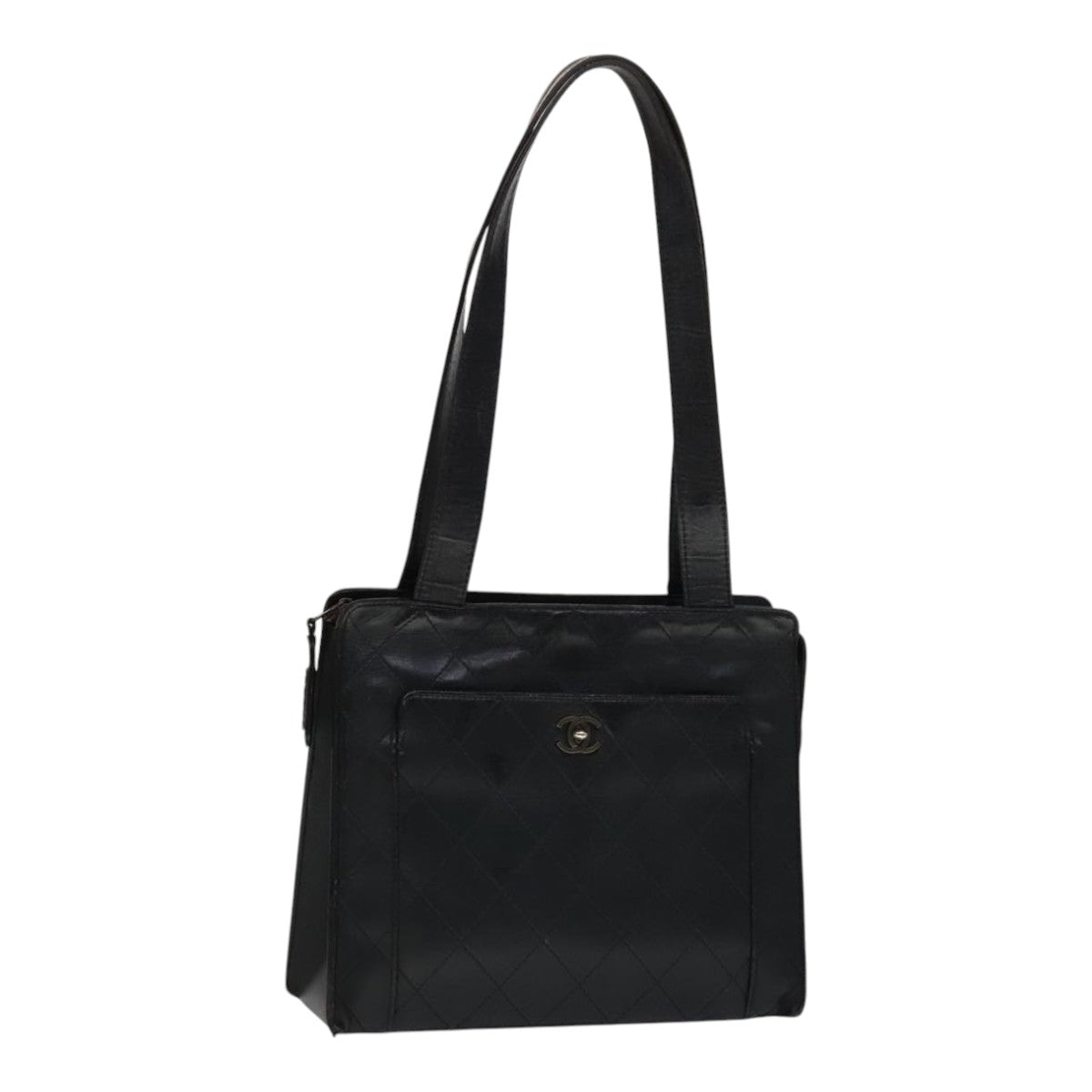 CHANEL Matelasse Shoulder Bag Leather Black CC 105958