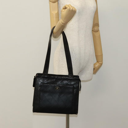 CHANEL Matelasse Shoulder Bag Leather Black CC 105958