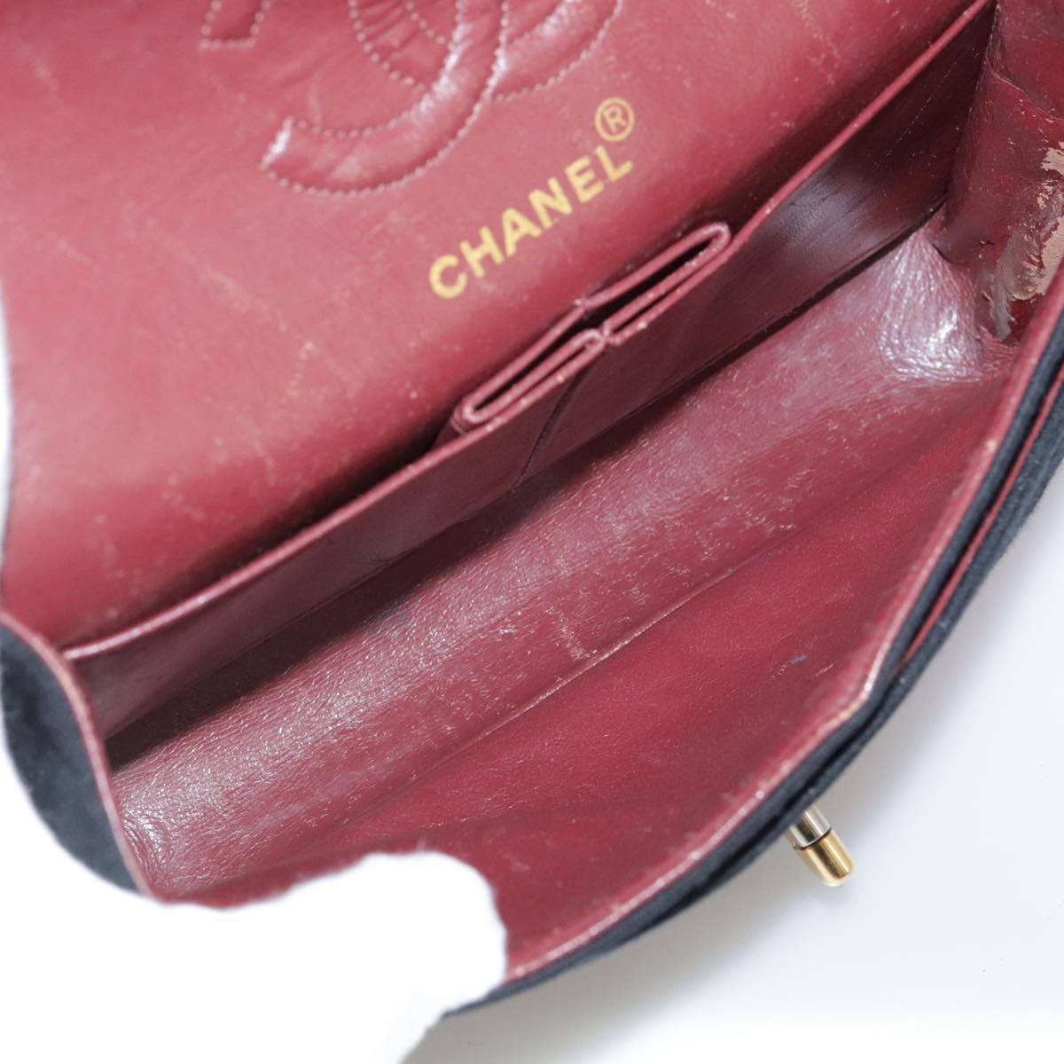 CHANEL Matelasse Chain Shoulder Bag Cotton Black Gold CC 105964