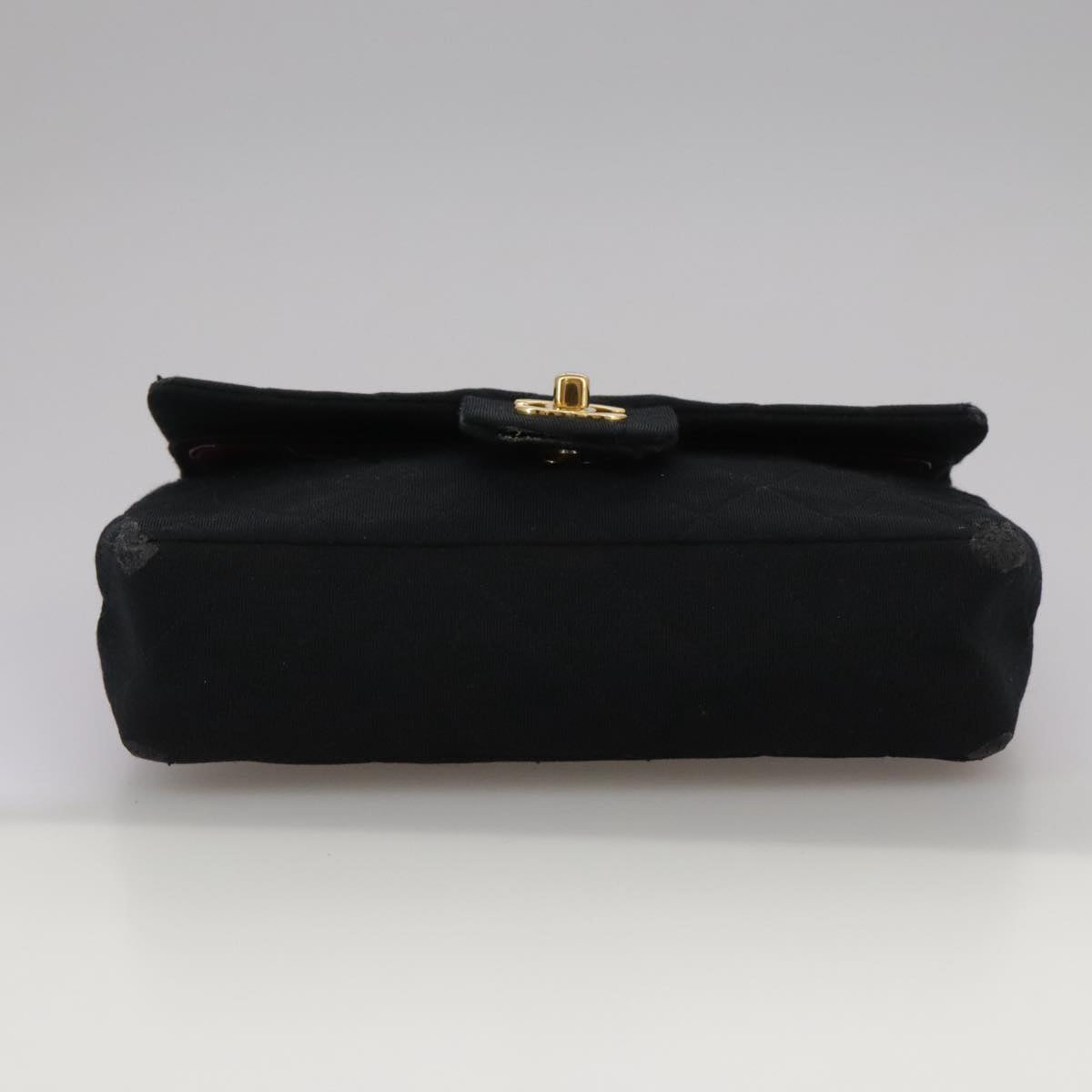 CHANEL Matelasse Chain Shoulder Bag Cotton Black Gold CC 105964