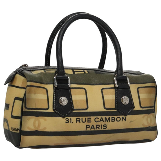 CHANEL Central Station Hand Bag PVC Beige CC 105991