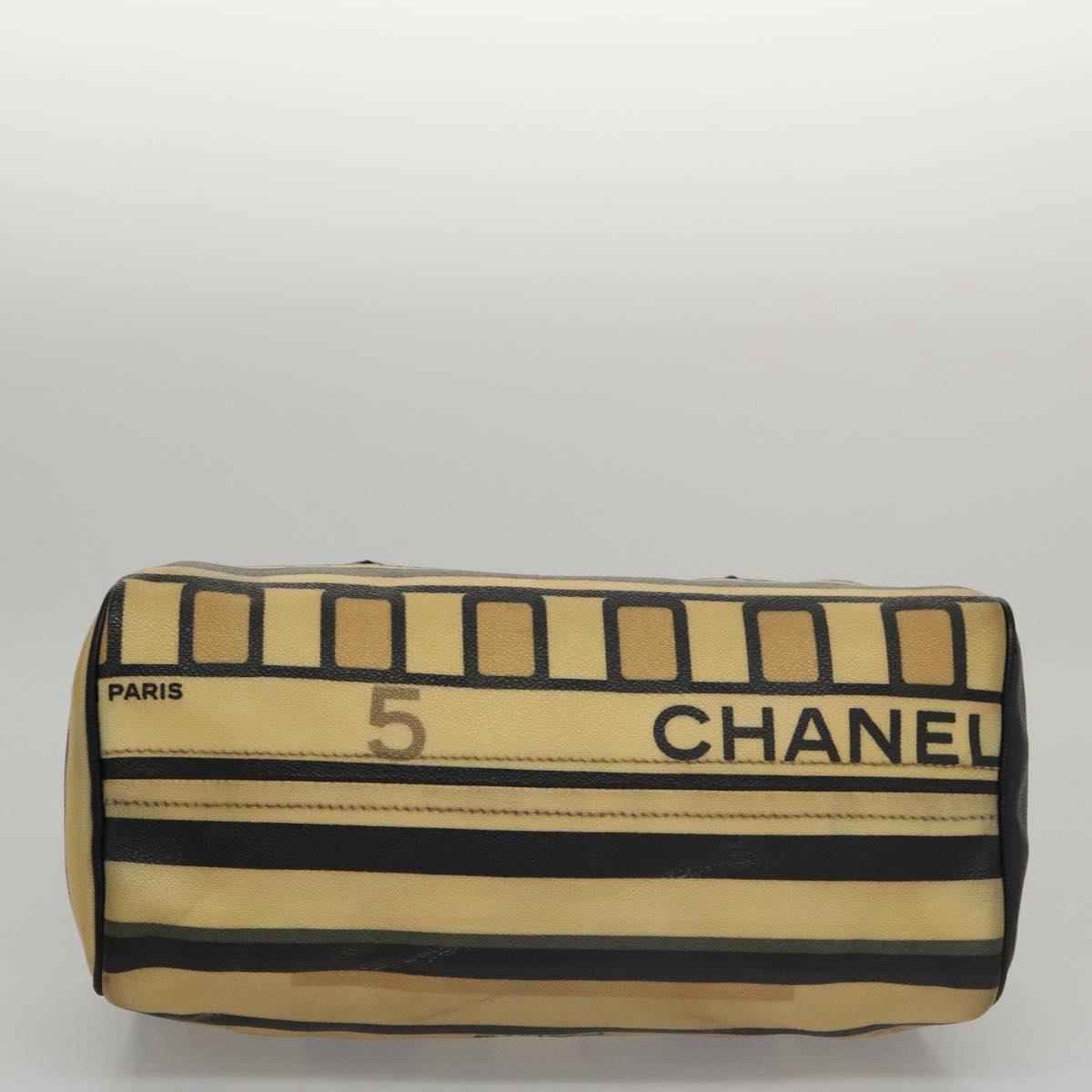 CHANEL Central Station Hand Bag PVC Beige CC 105991