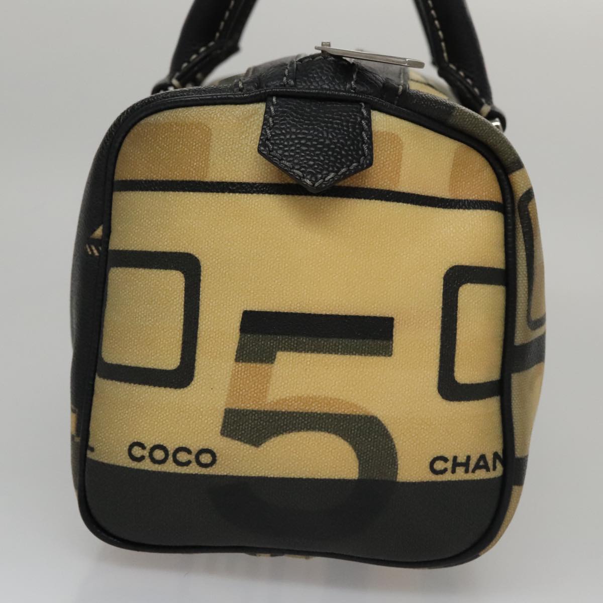 CHANEL Central Station Hand Bag PVC Beige CC 105991