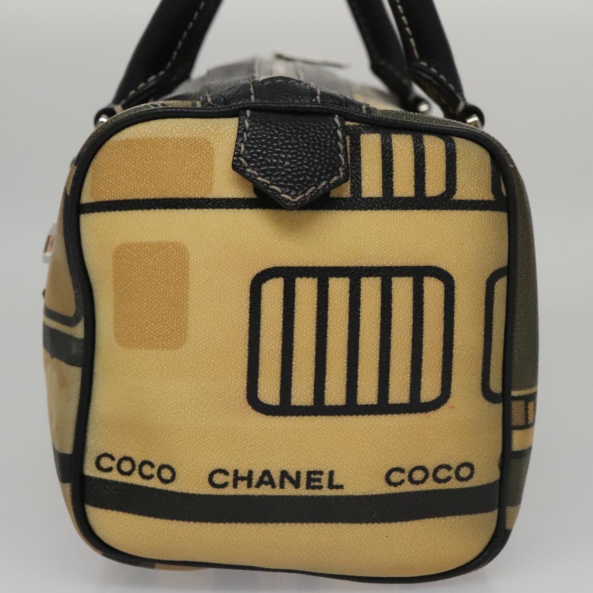 CHANEL Central Station Hand Bag PVC Beige CC 105991