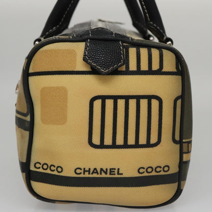 CHANEL Central Station Hand Bag PVC Beige CC 105991