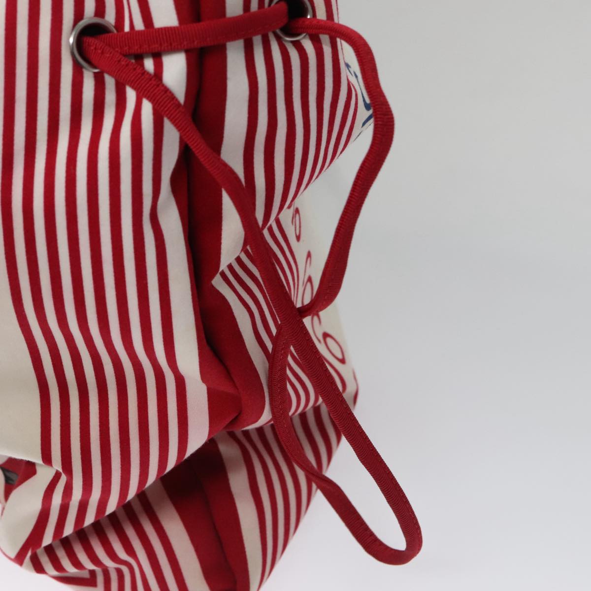 CHANEL Chain Tote Bag Nylon White Red CC 106203