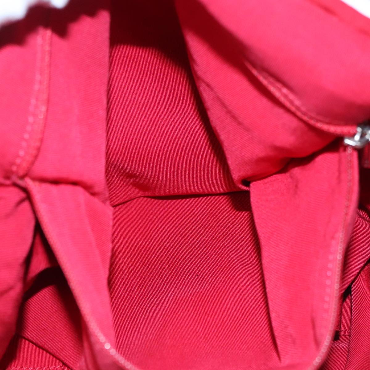 CHANEL Chain Tote Bag Nylon White Red CC 106203